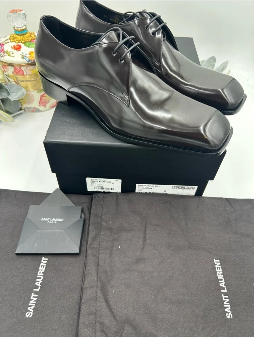 Men’s St. Laurent JEAN leather Derby shoes size 43 made in Italy